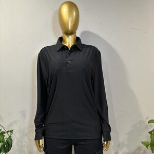 BOBBY JONES Men's BLACK LONG SLEEVE Golf Polo Shirt MEDIUM LIKE NEW